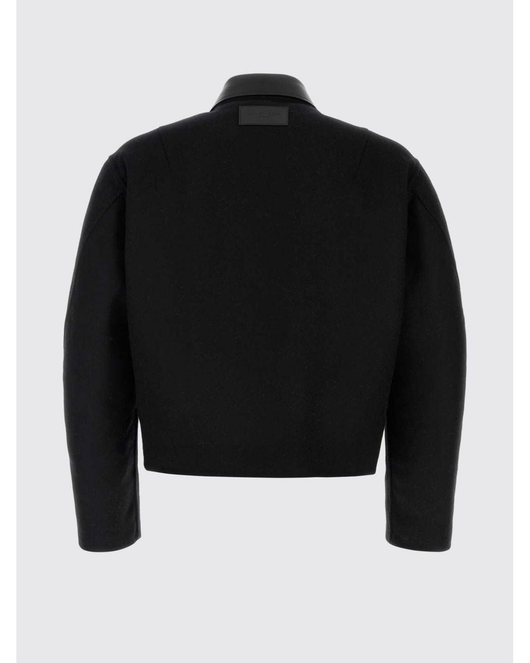 Givenchy Blue Wool Shirt Jacket With Contrasting Leather Collar for men