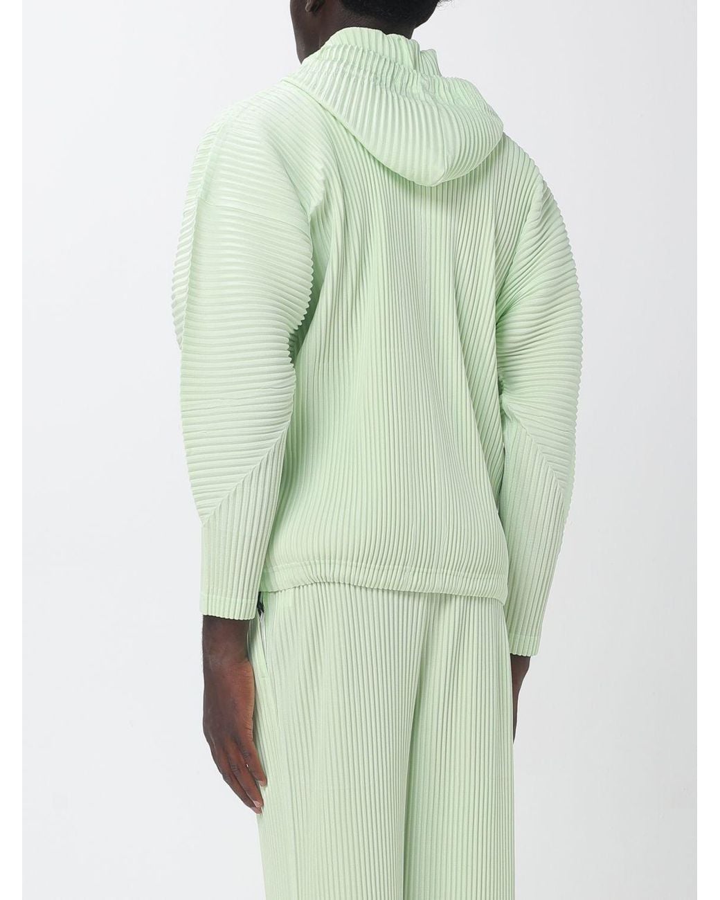 Homme Plissé Issey Miyake Green Pleated Crêpe Homme Plissé Issey Miyake Zip-Up Hoodie for men