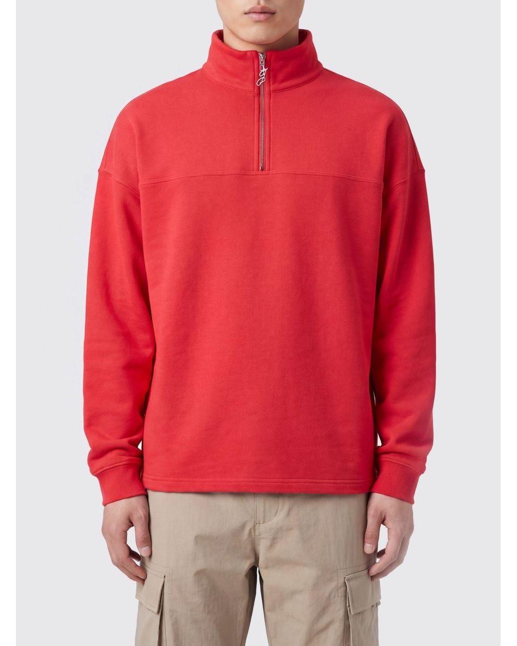 Jacquemus Red Rond Carré Cotton Sweatshirt With High Neck And Half-Zip for men