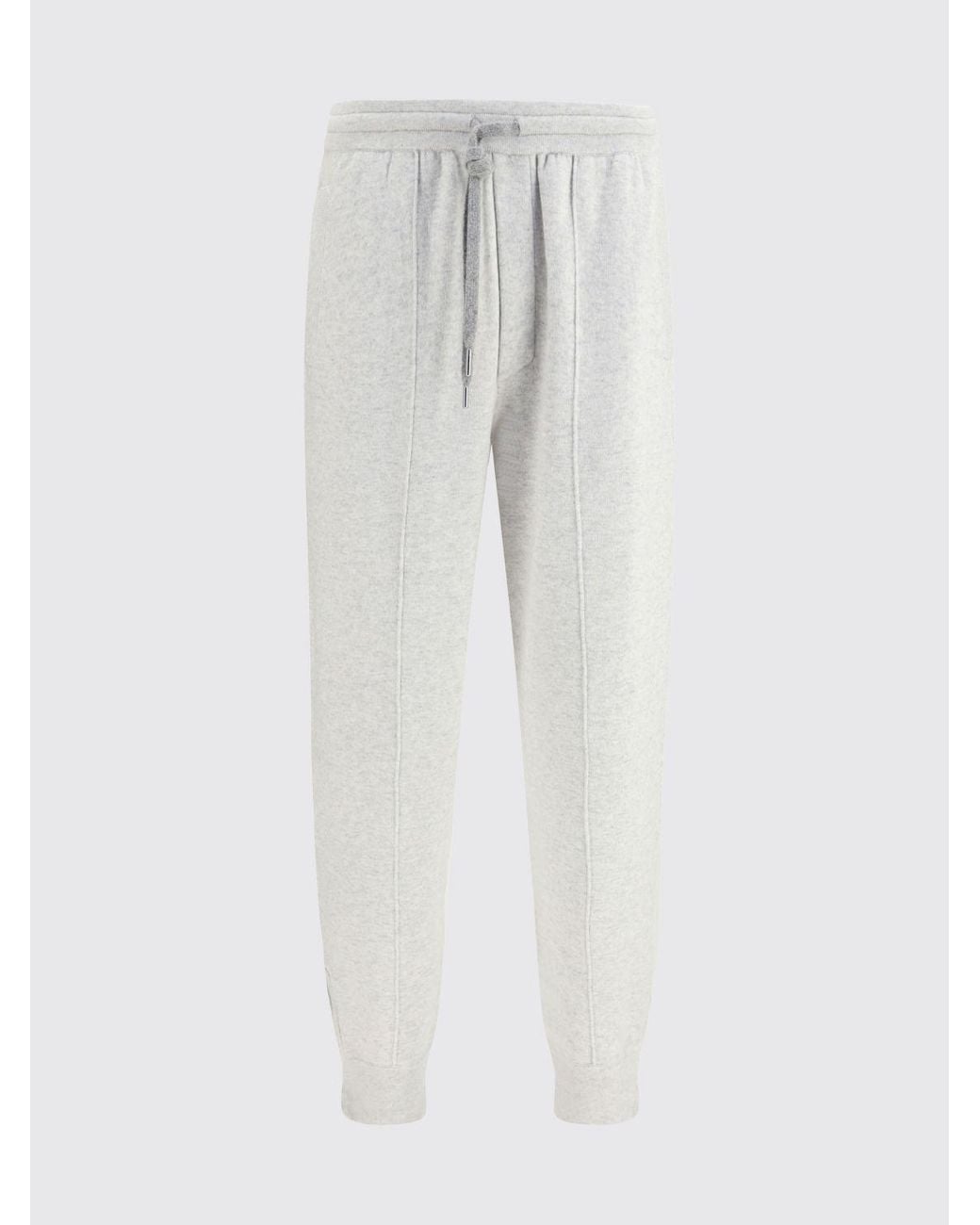 Brunello Cucinelli White Cashmere Blend Drawstring Jogging Trousers for men