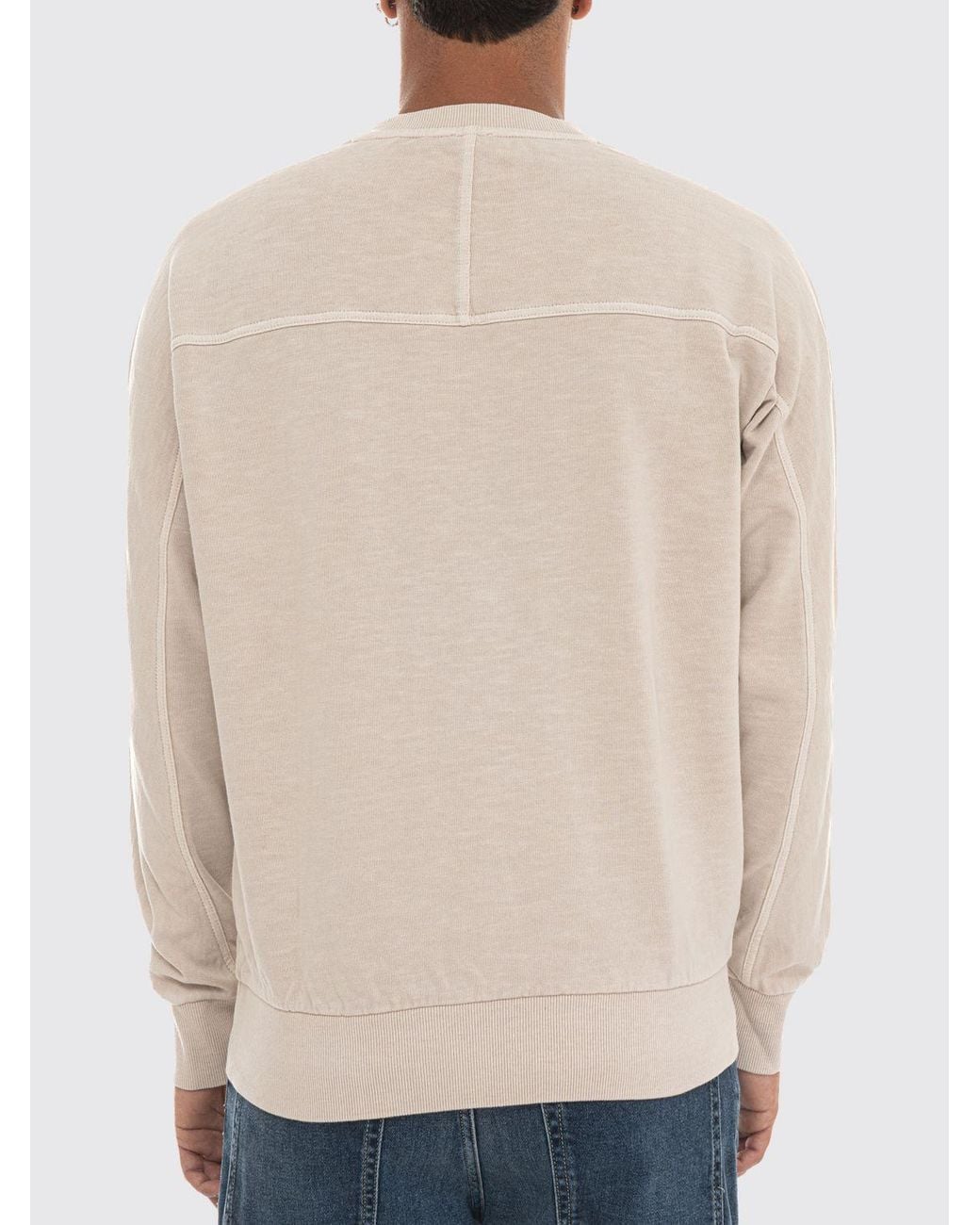Boss Natural Crewneck Cotton Jumper With Contrast Logo And Dropped Shoulders for men