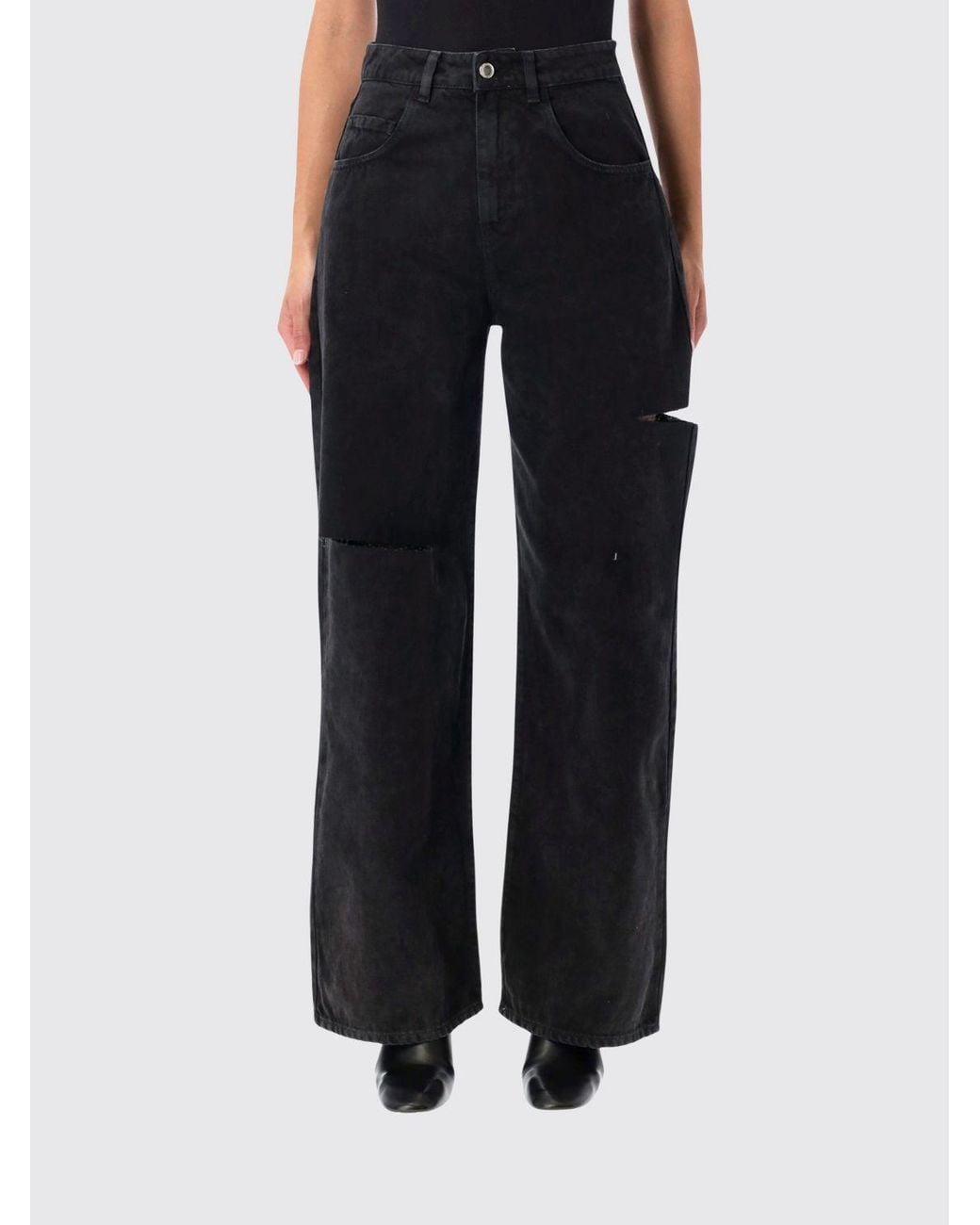 ICON DENIM Black Poppy High-Waisted Wide Leg Jeans With Cut-Out Details