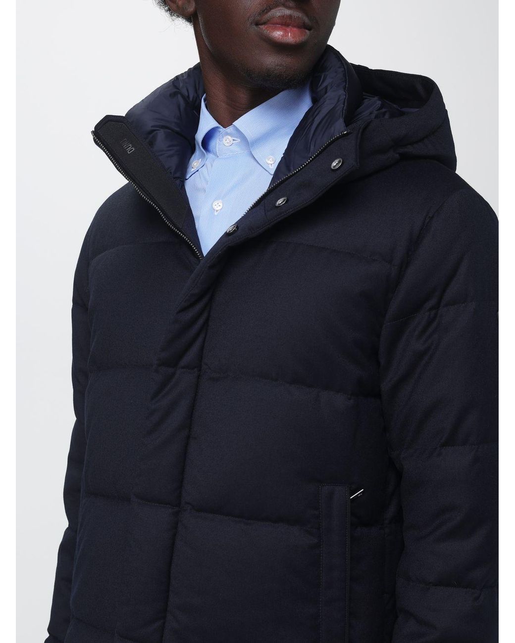 DUNO Blue Winsor Bolzano Short Quilted Hooded Puffer Jacket for men