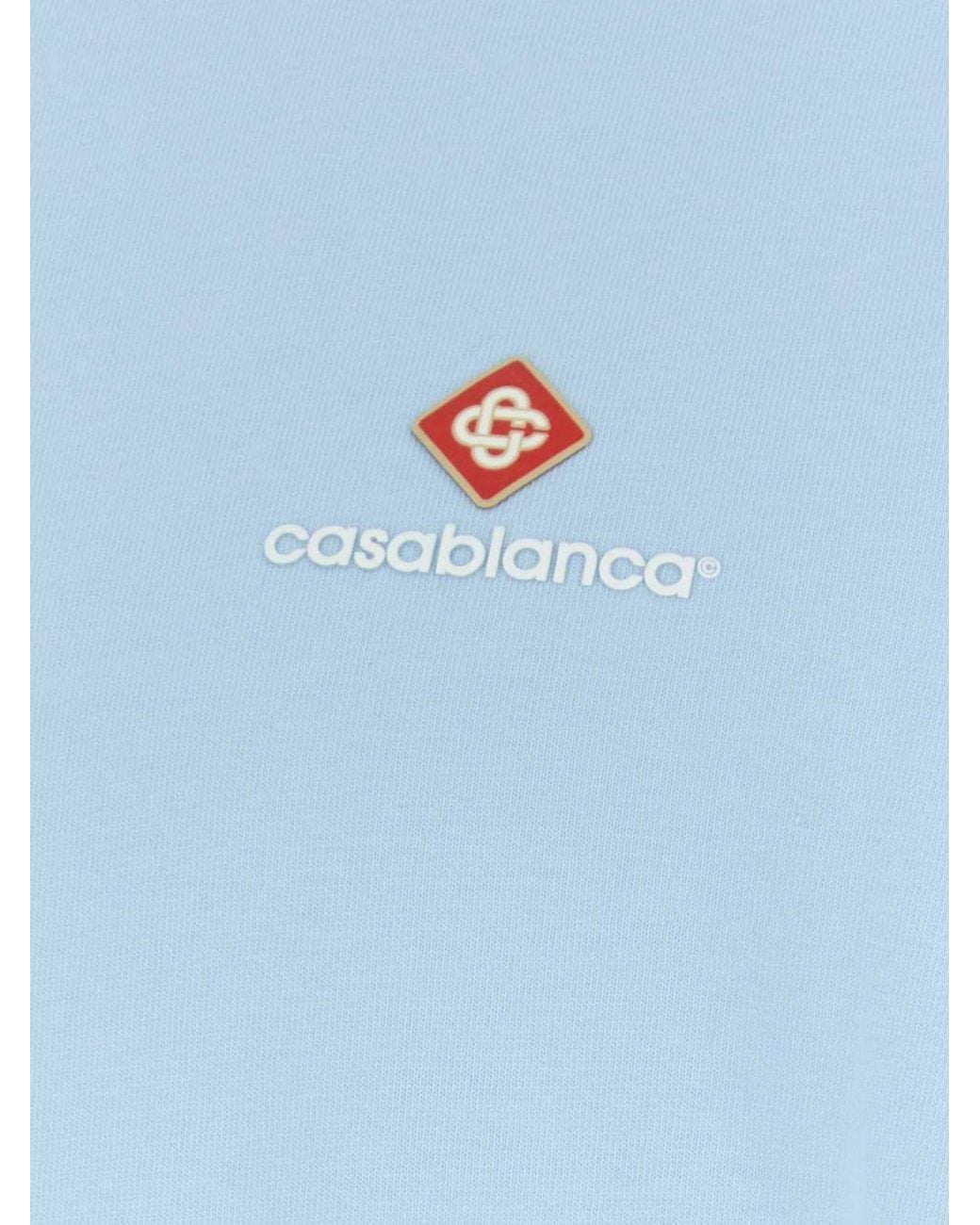 Casablanca Blue Graphic Print Organic Cotton Crewneck T-Shirt for men