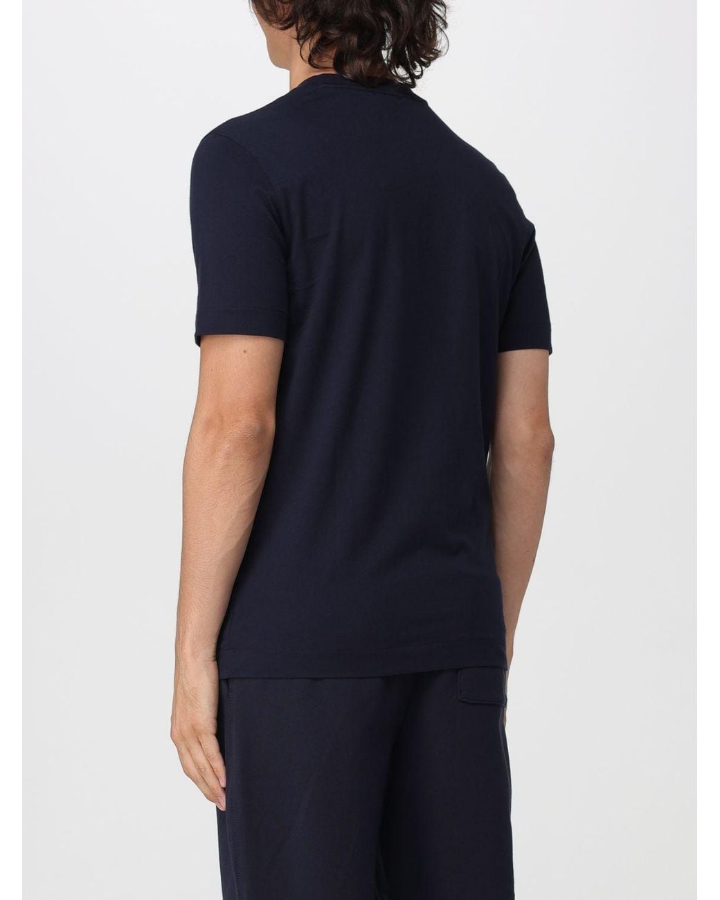 Boss Blue Embroidered Logo Cotton Crewneck T-Shirt for men