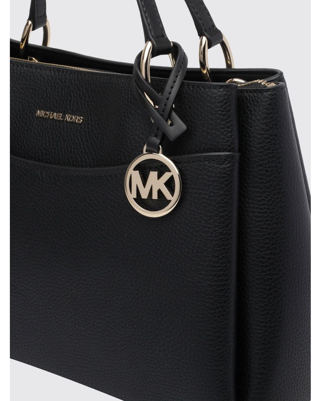 Michael Kors Black May Grained Leather Handbag With Removable Crossbody Strap