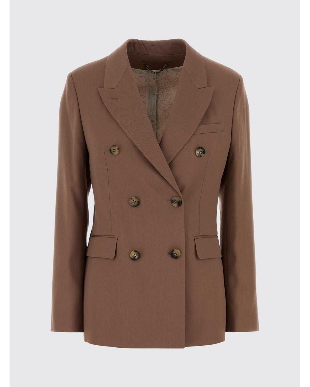 Golden Goose Deluxe Brand Brown Double-Breasted Cropped Virgin Wool Blazer With Peak Lapels