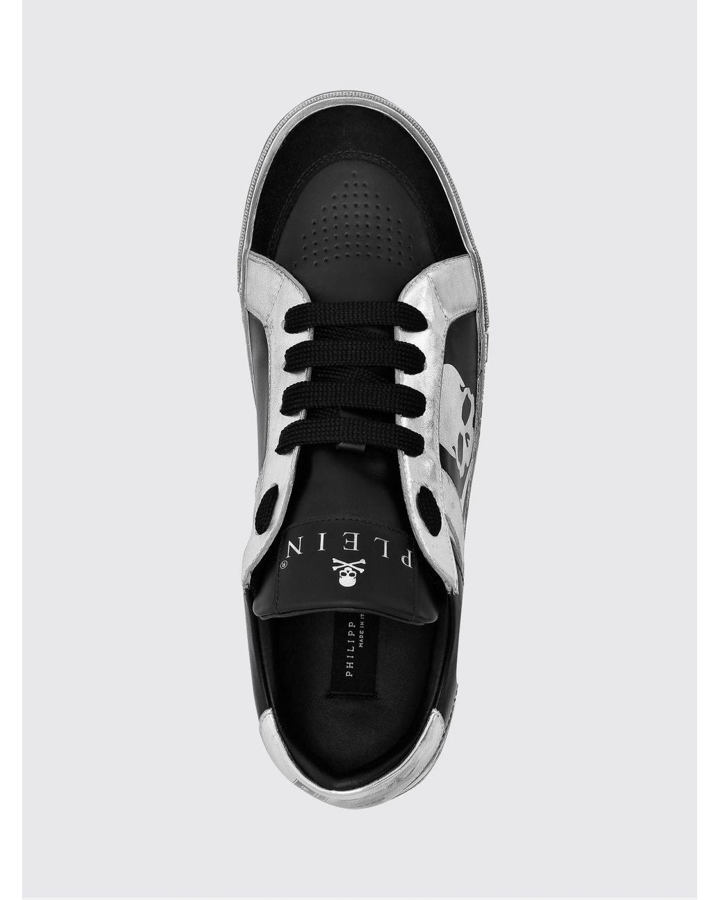 Philipp Plein White Retrokickz Tm Leather Sneakers With Skull Print And Worn Effect for men