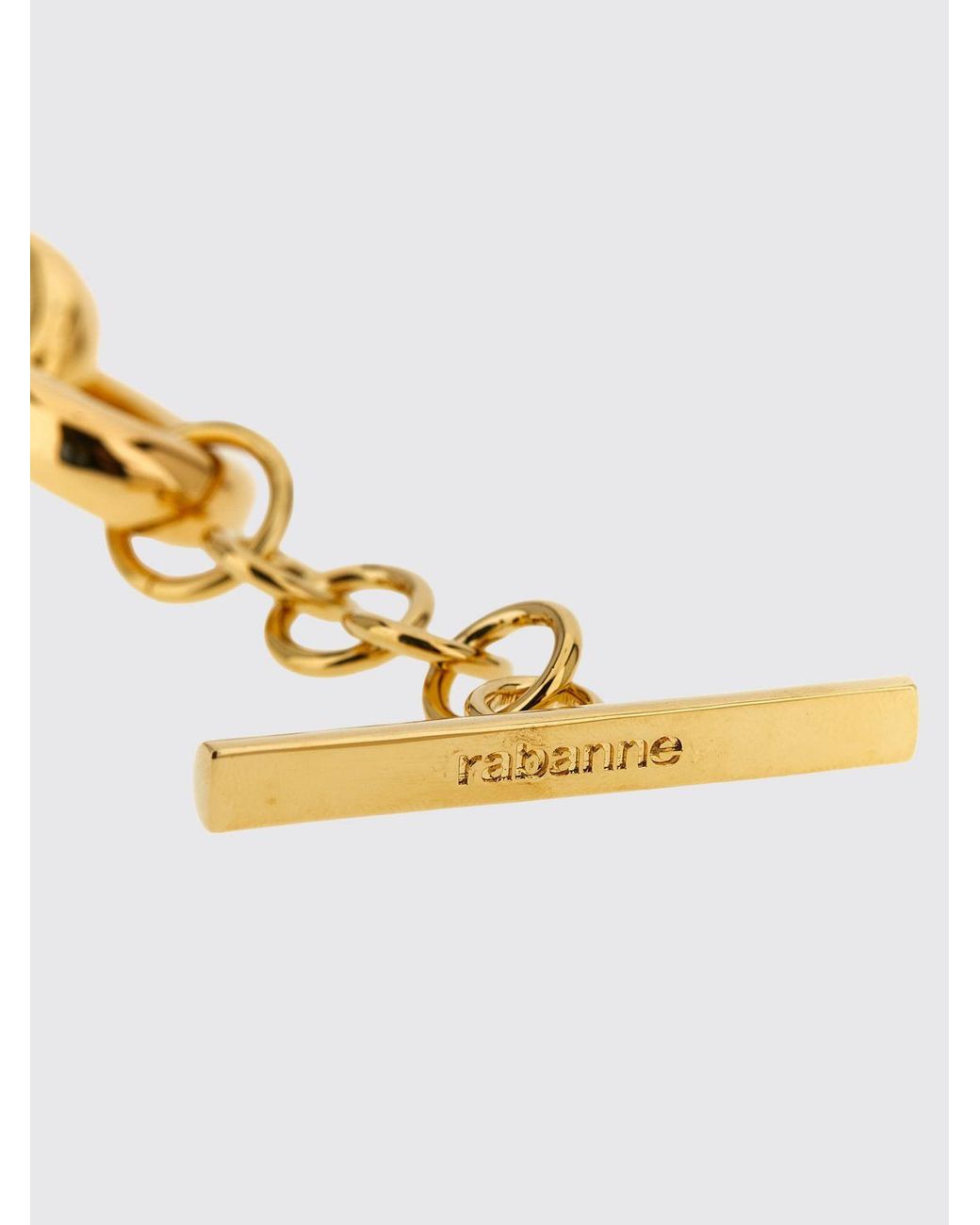 Rabanne Metallic Xl Link Brass Necklace With Set Rhinestones