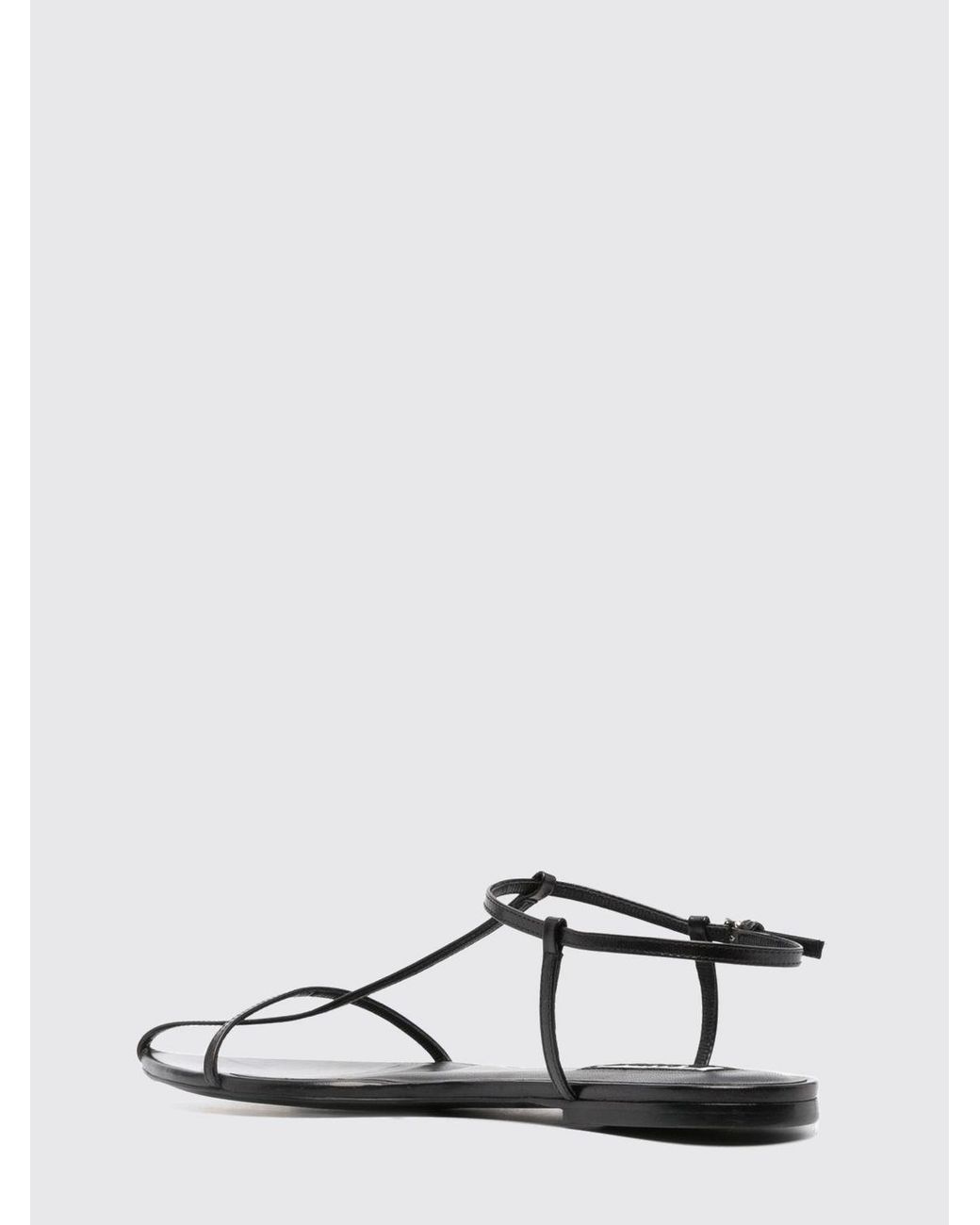 Jil Sander White Cage Ankle-Strap Calfskin Leather Heeled Sandals