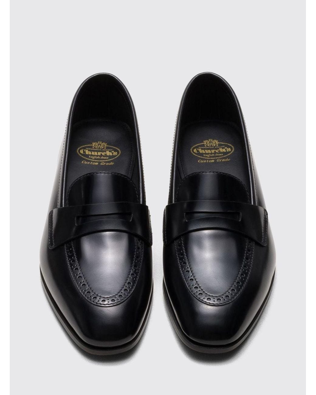Church's White Calfskin Penny Loafers With Classic Strap