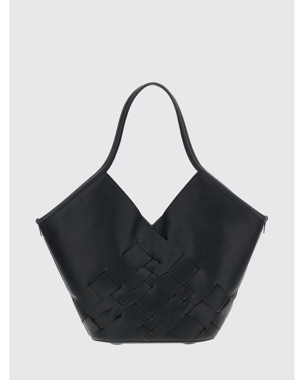 Hereu Black Calella Woven Leather Tote Bag With Removable Pouch