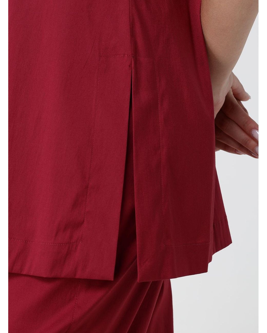 Max Mara Red Straight-Neck Off-Shoulder Top