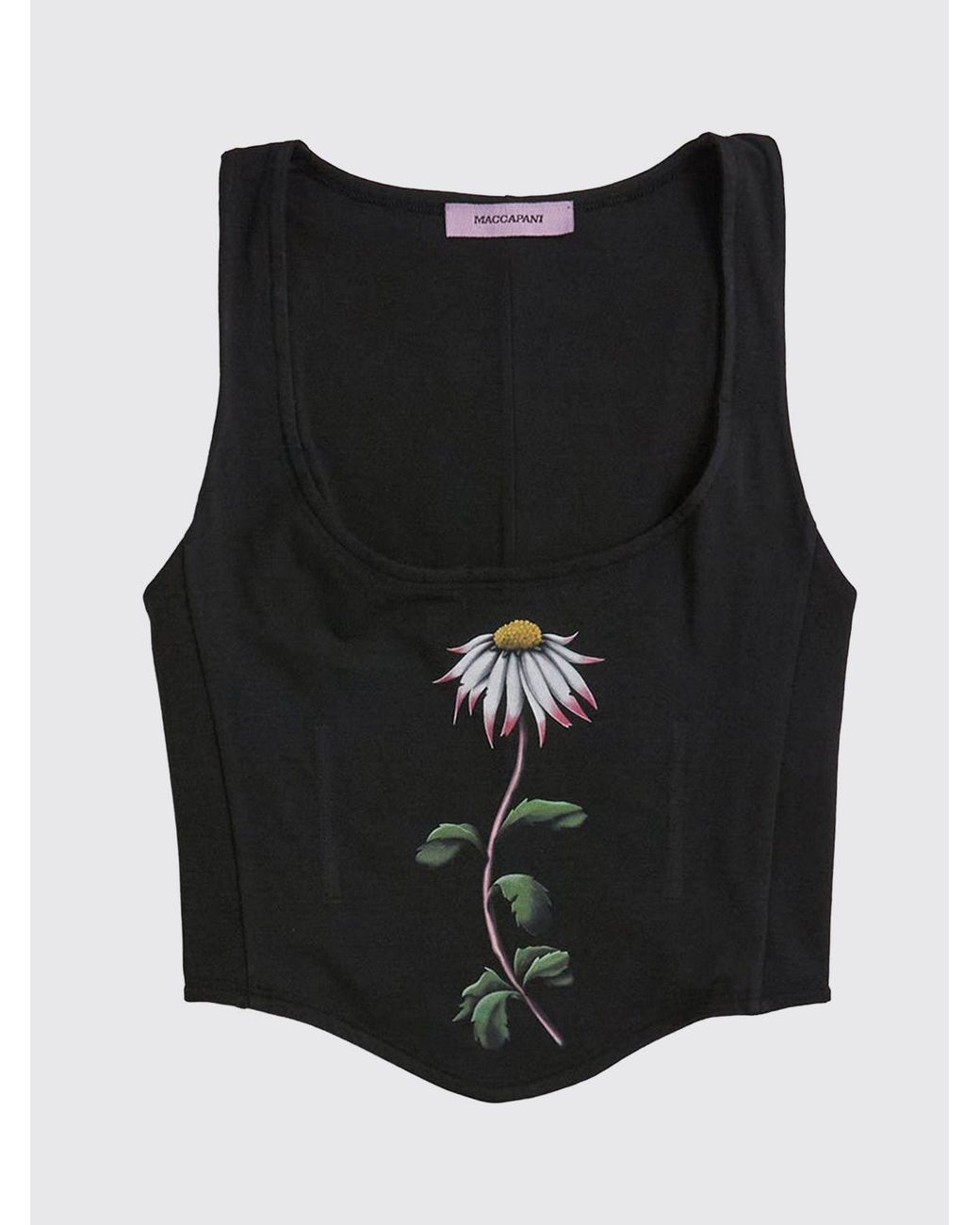 MACCAPANI Black Daisy Floral Cotton Corset Top