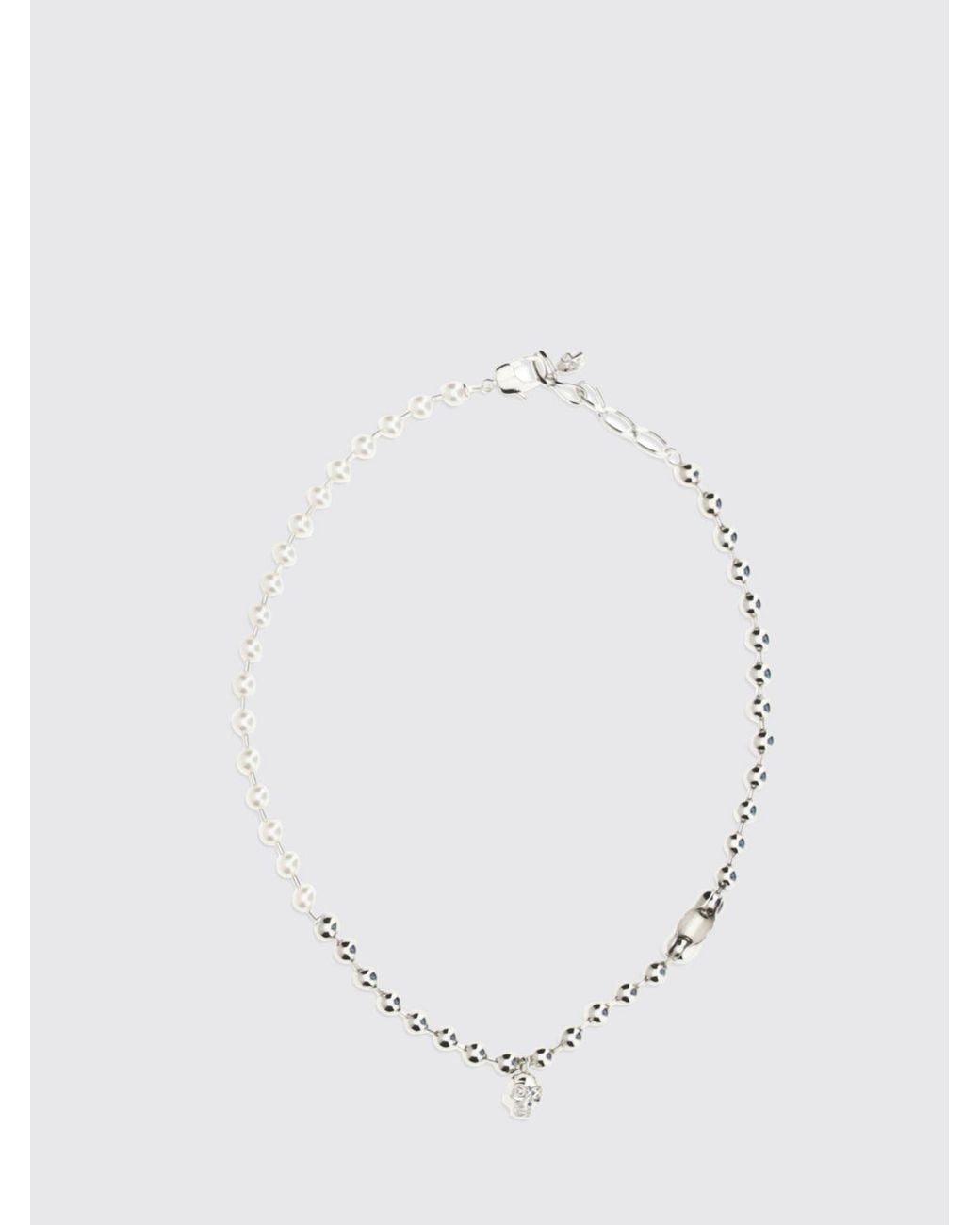 McQueen White Alexander Skull Pendant Brass Choker Necklace for men