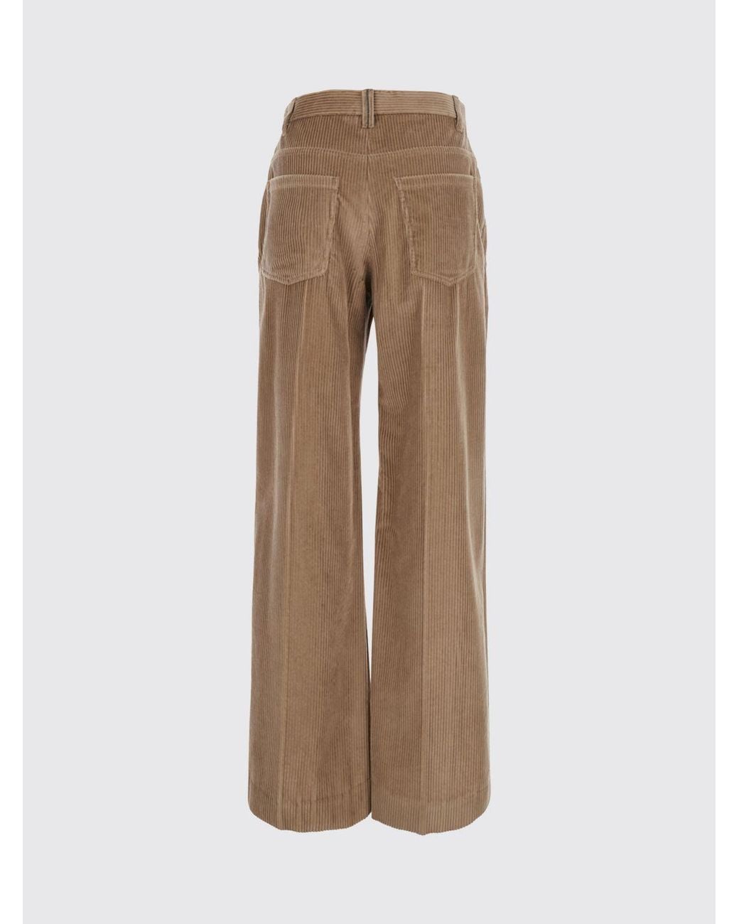 Brunello Cucinelli Natural High-Waisted Wide-Leg Trousers