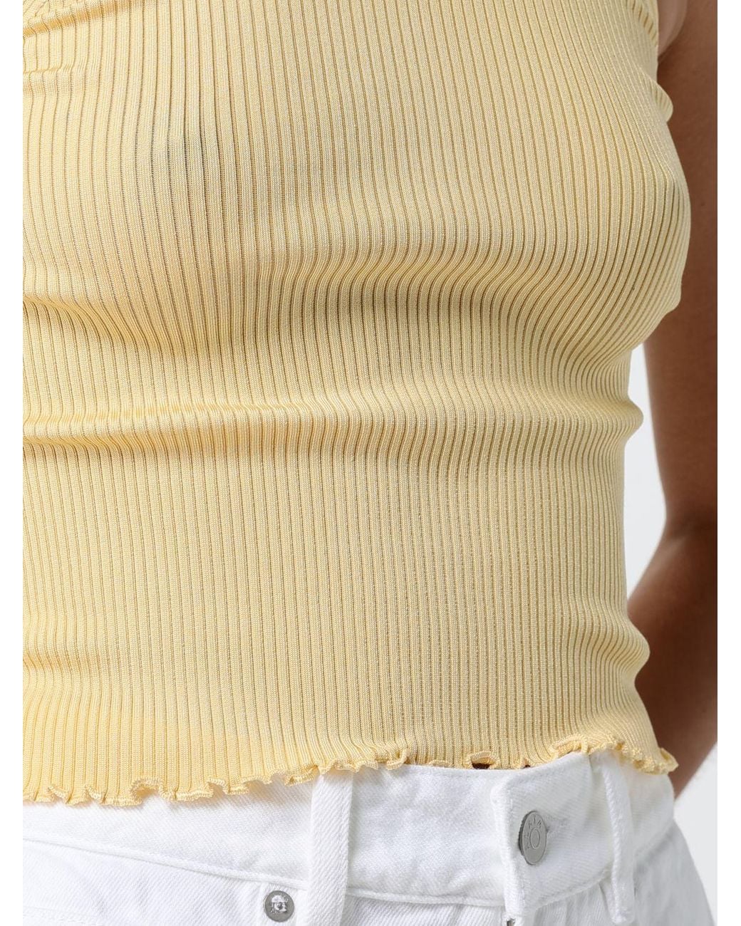 Alaïa White Slim Fit Ribbed Silk U-Neck Tank Top With Thin Straps