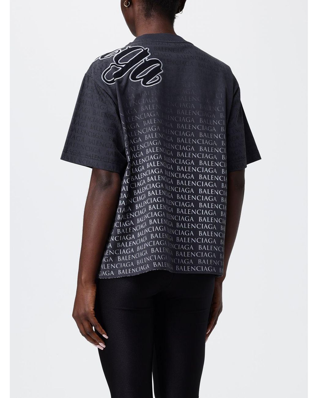 Balenciaga Blue Cotton T-Shirts With Logo