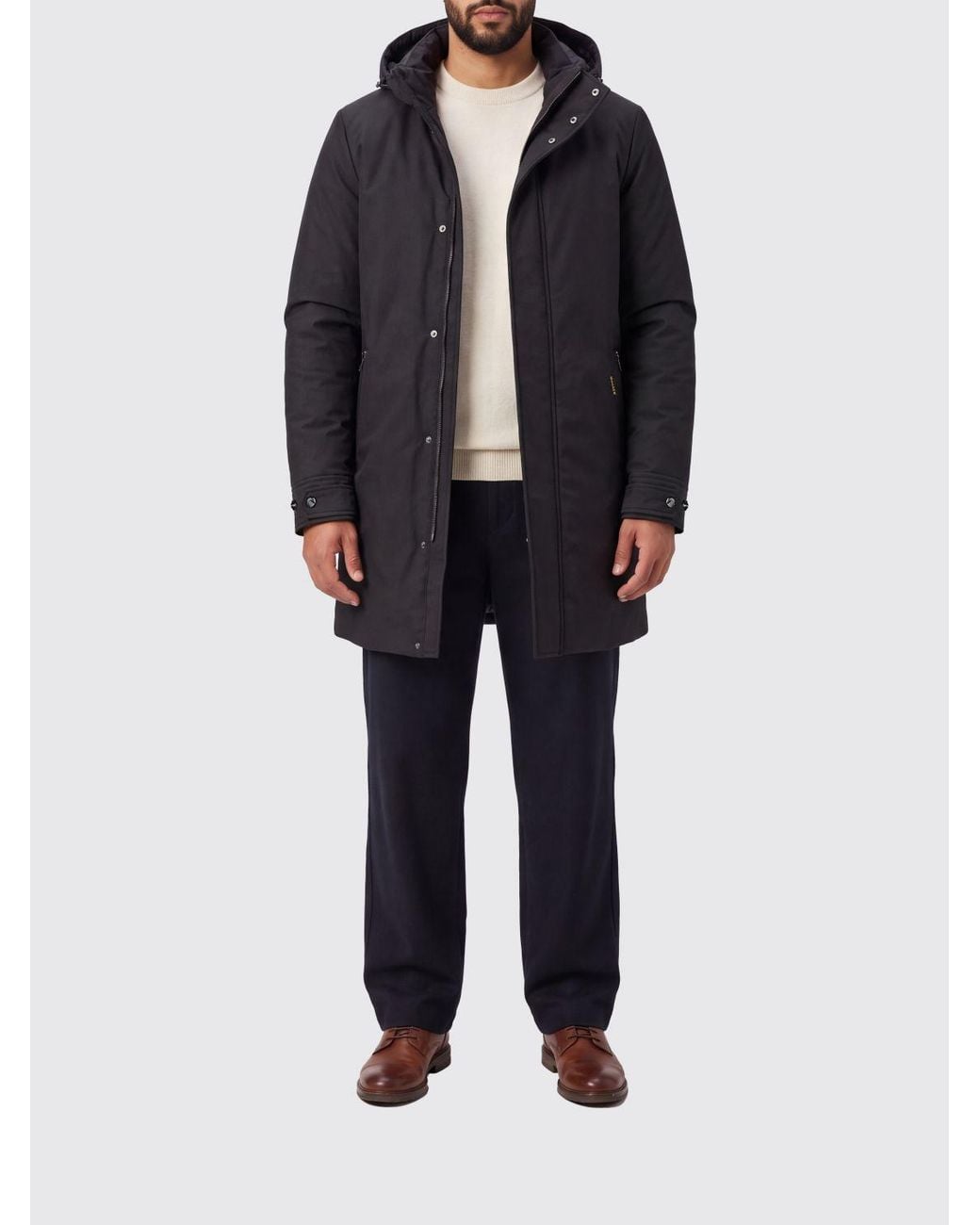 Moorer Black Goose Down-Padded Parka With Hood And Waterproof Finish for men