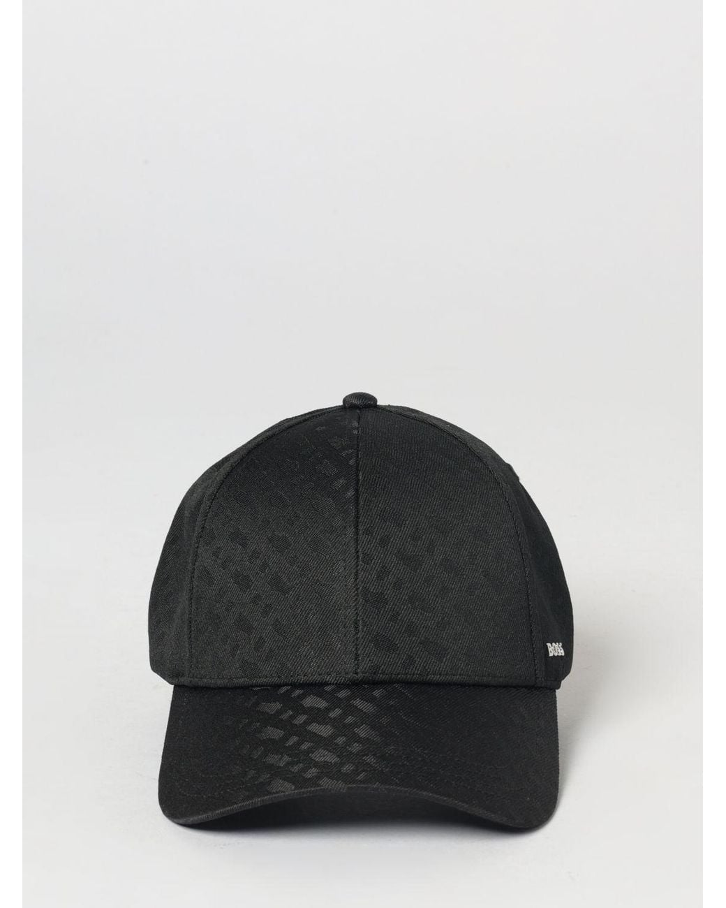 Boss Black Polyester Baseball Cap With All-Over Jacquard Logo