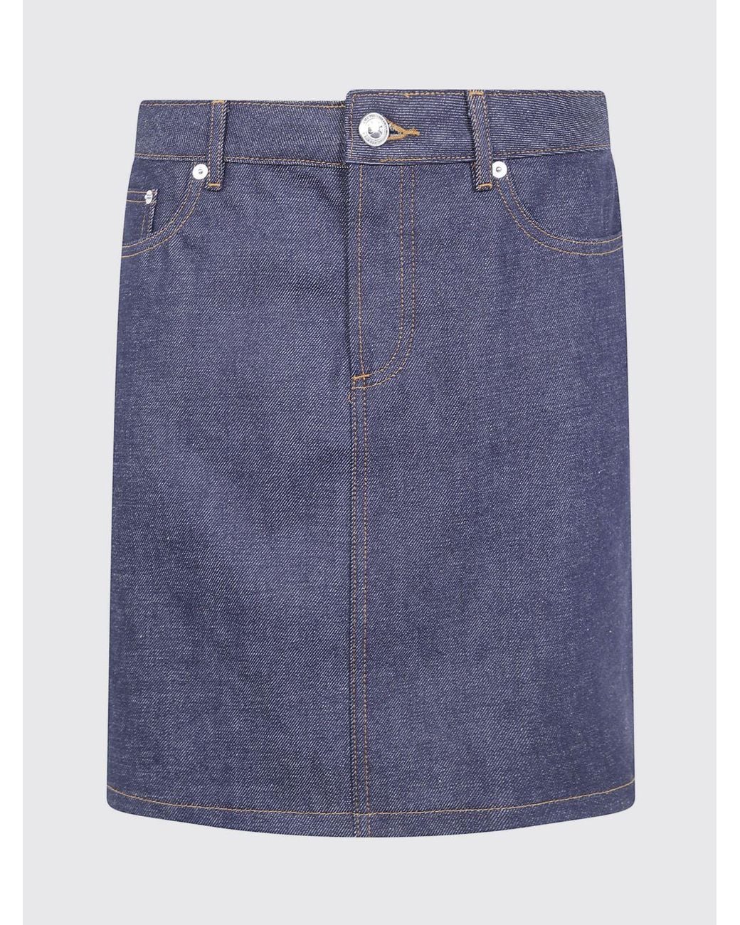 A.P.C. Blue Cotton Denim Five-Pocket Pencil Mini Skirt