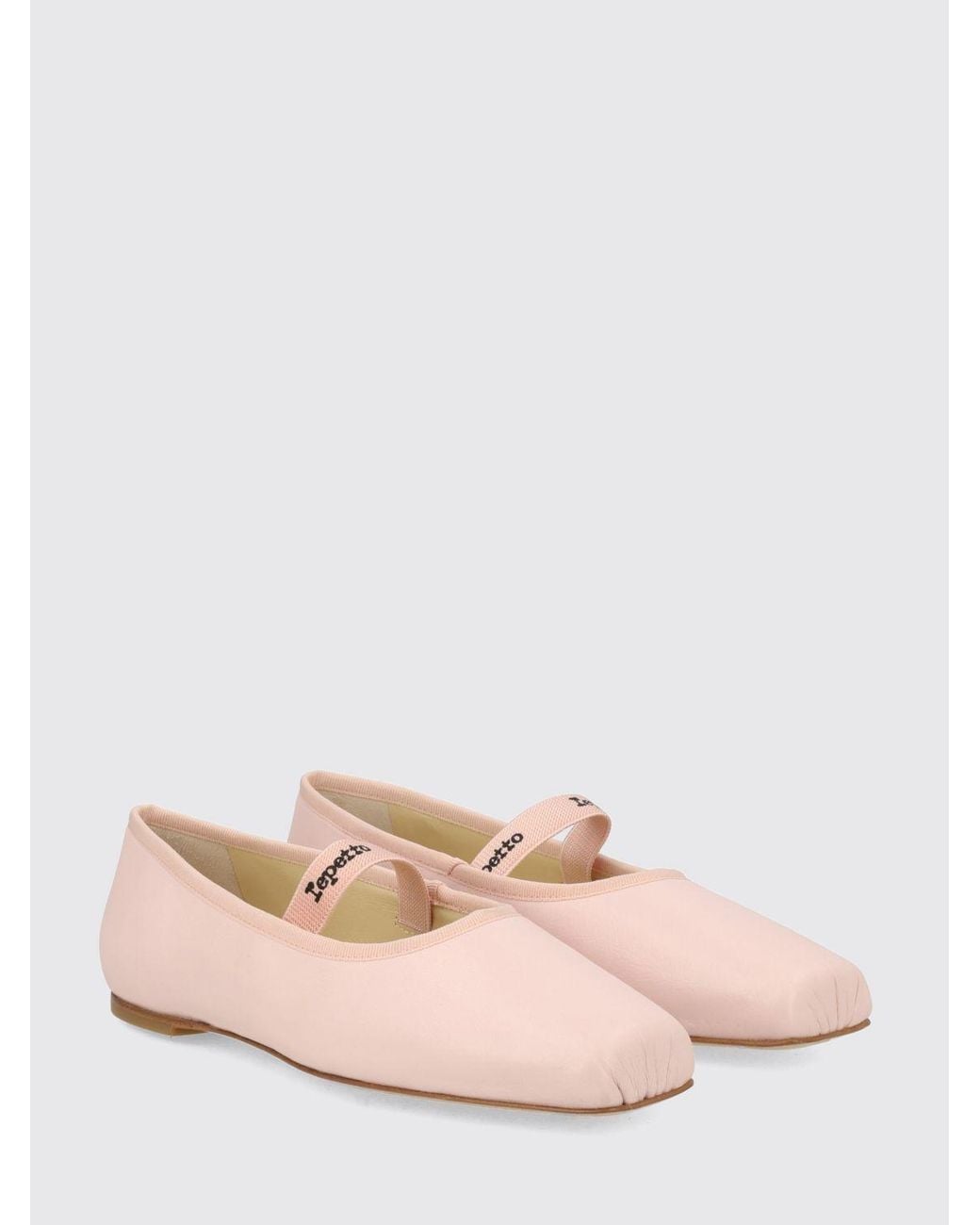 Repetto Pink Lizbeth Calfskin Mary Jane Flats With Square Toe