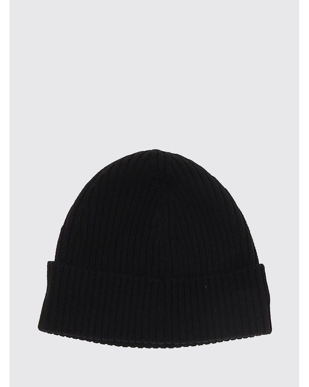 Lacoste Black Pure Wool Beanie With Cuffed Hem And Embroidered Crocodile Logo for men
