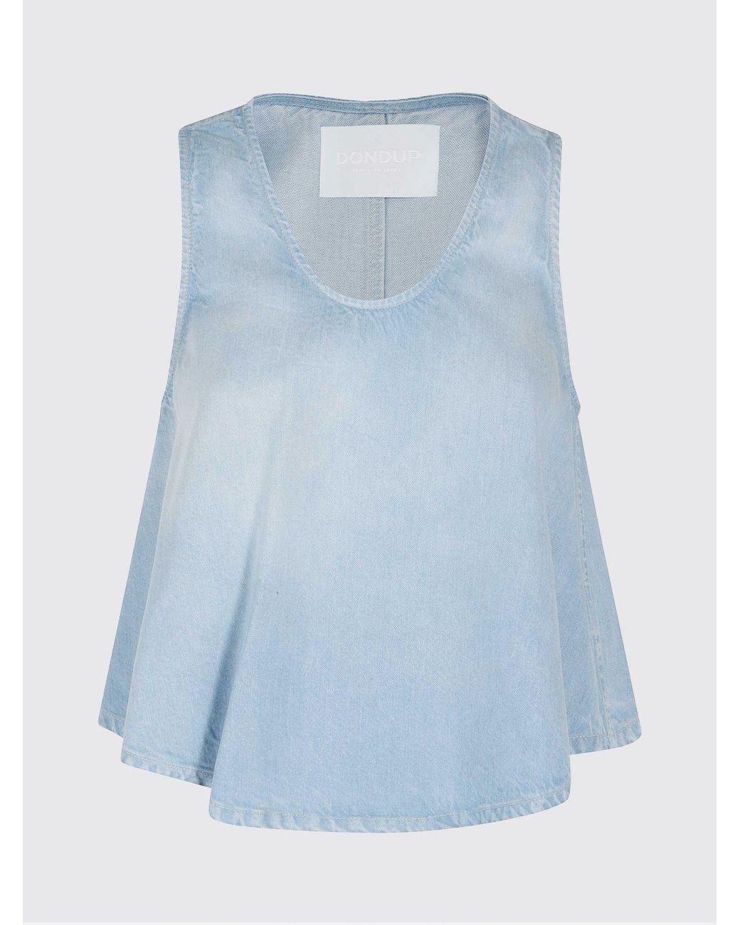 Dondup Blue Denim Effect Lyocell Top
