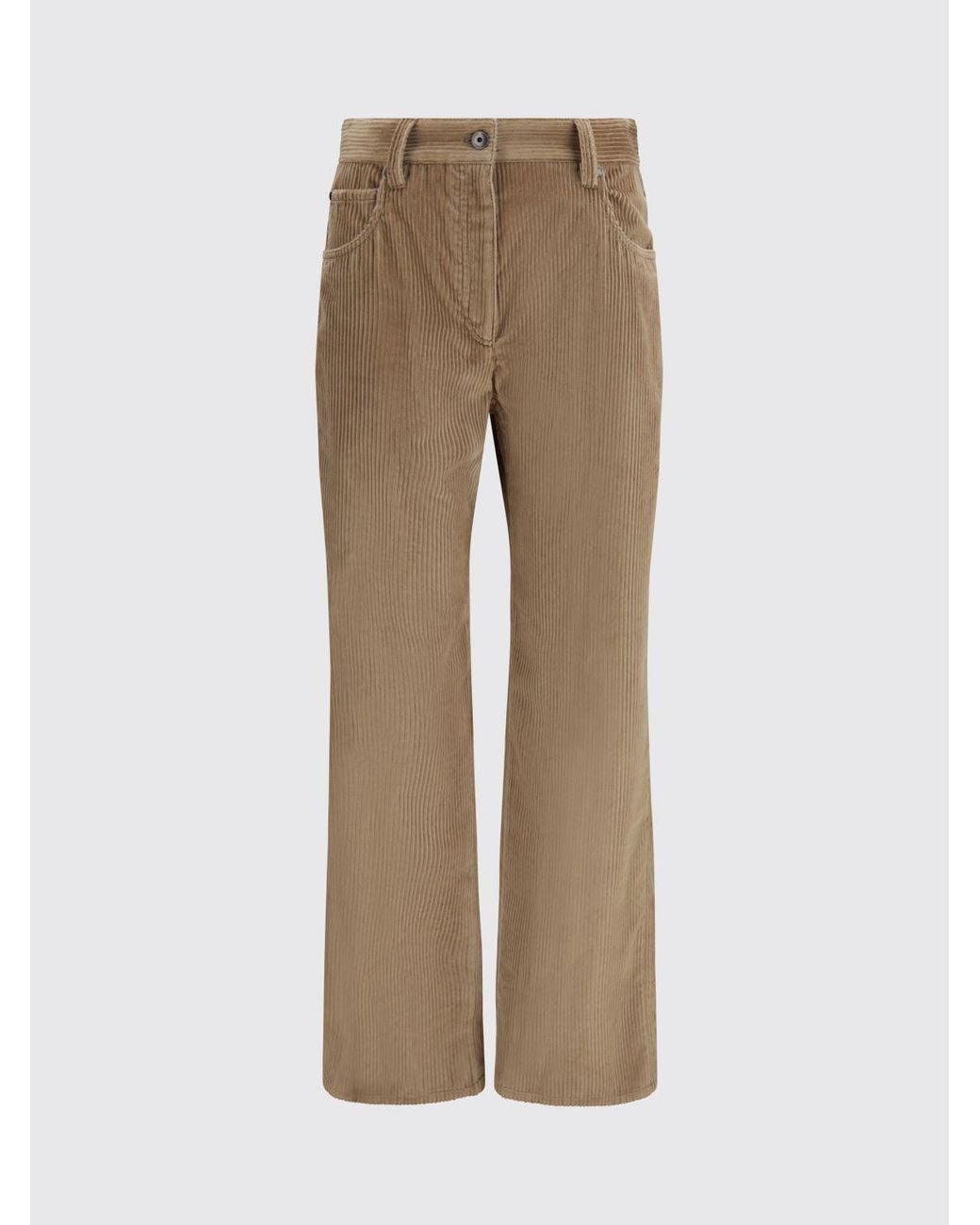 Brunello Cucinelli Natural Straight-Leg Corduroy Velvet Trousers