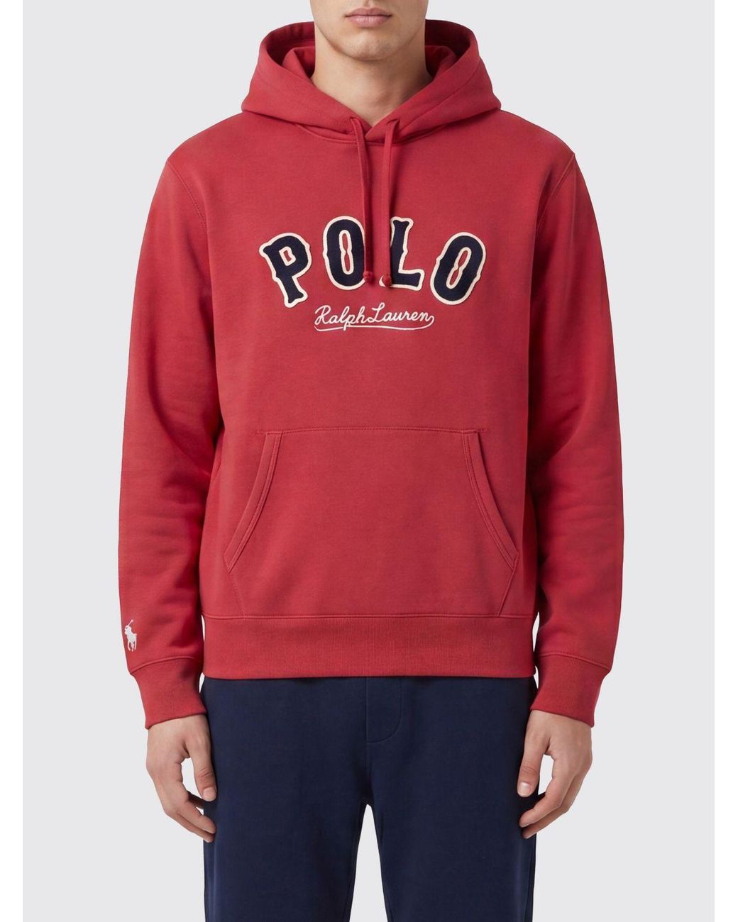 Polo Ralph Lauren Red Cotton Blend Hoodie With Logo for men