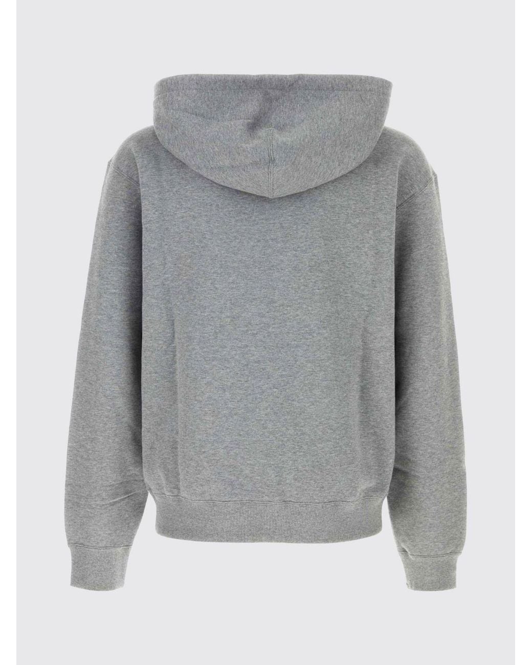 Jil Sander Gray Hooded Cotton Sweatshirt With Drawstring And Contrast Logo for men