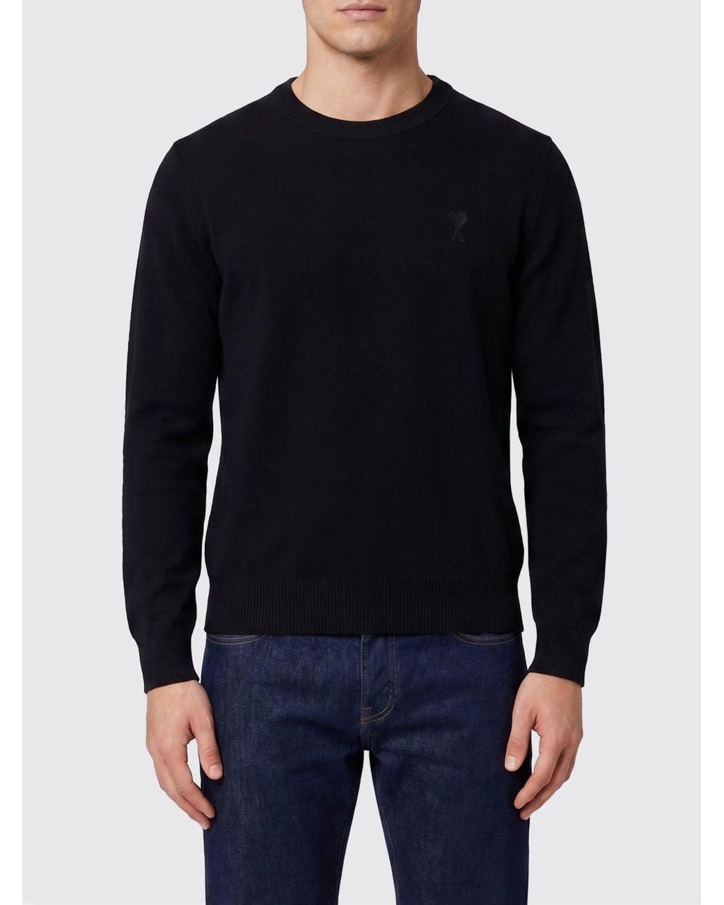 AMI Blue Wool Crew Neck Sweater for men