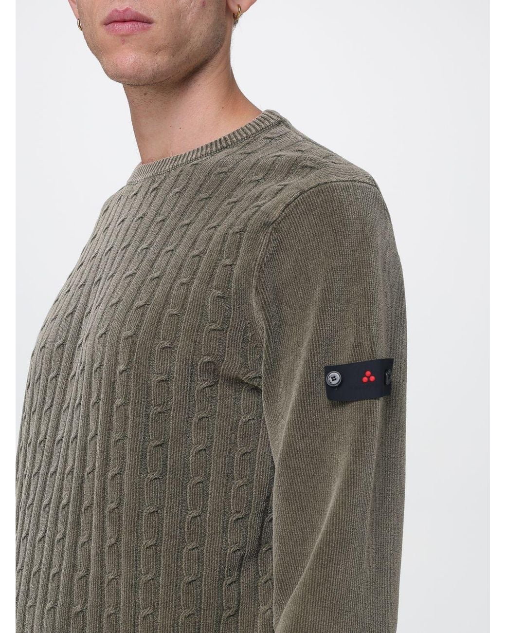 Peuterey Gray Crewneck Cotton Jumper With Applied Logo And Ribbed Trims for men