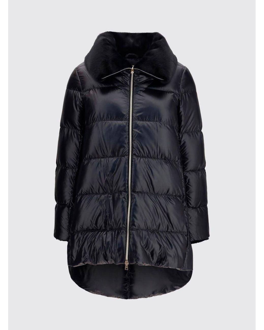 Herno Black Water-Repellent Quilted Nylon Short Down Jacket With Fur Collar