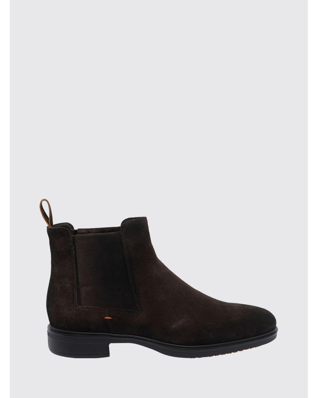 Santoni Black Suede Chelsea Boots With Rubber Sole for men