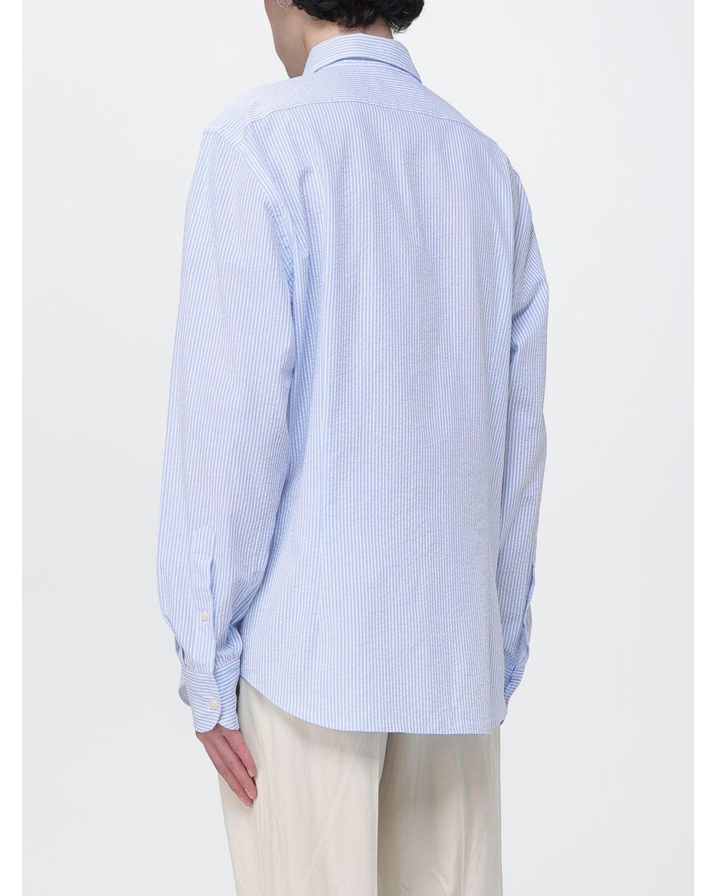 Mc2 Saint Barth White Striped Linen Blend Shirt for men