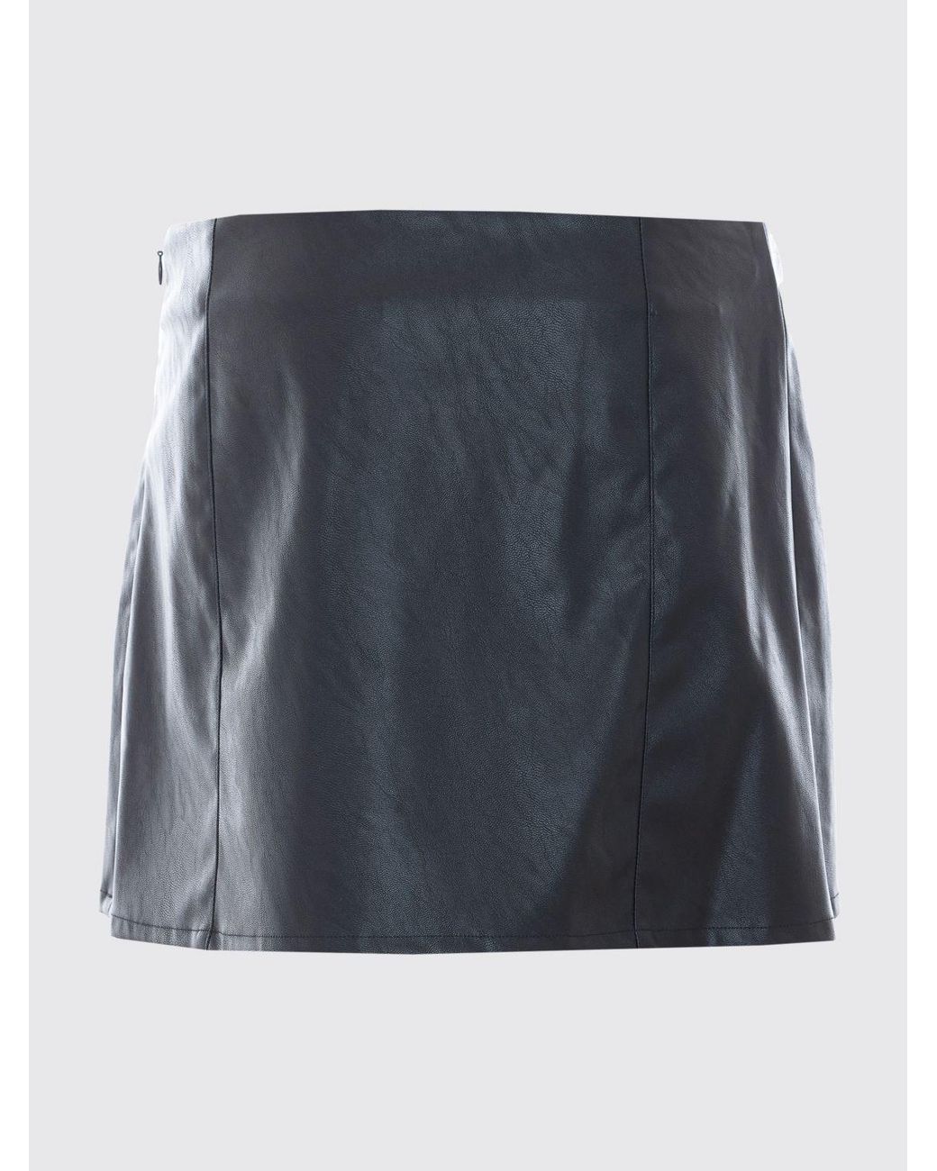 Pinko Black Faux Leather A-Line Mini Skirt With Decorative Waist Buckle
