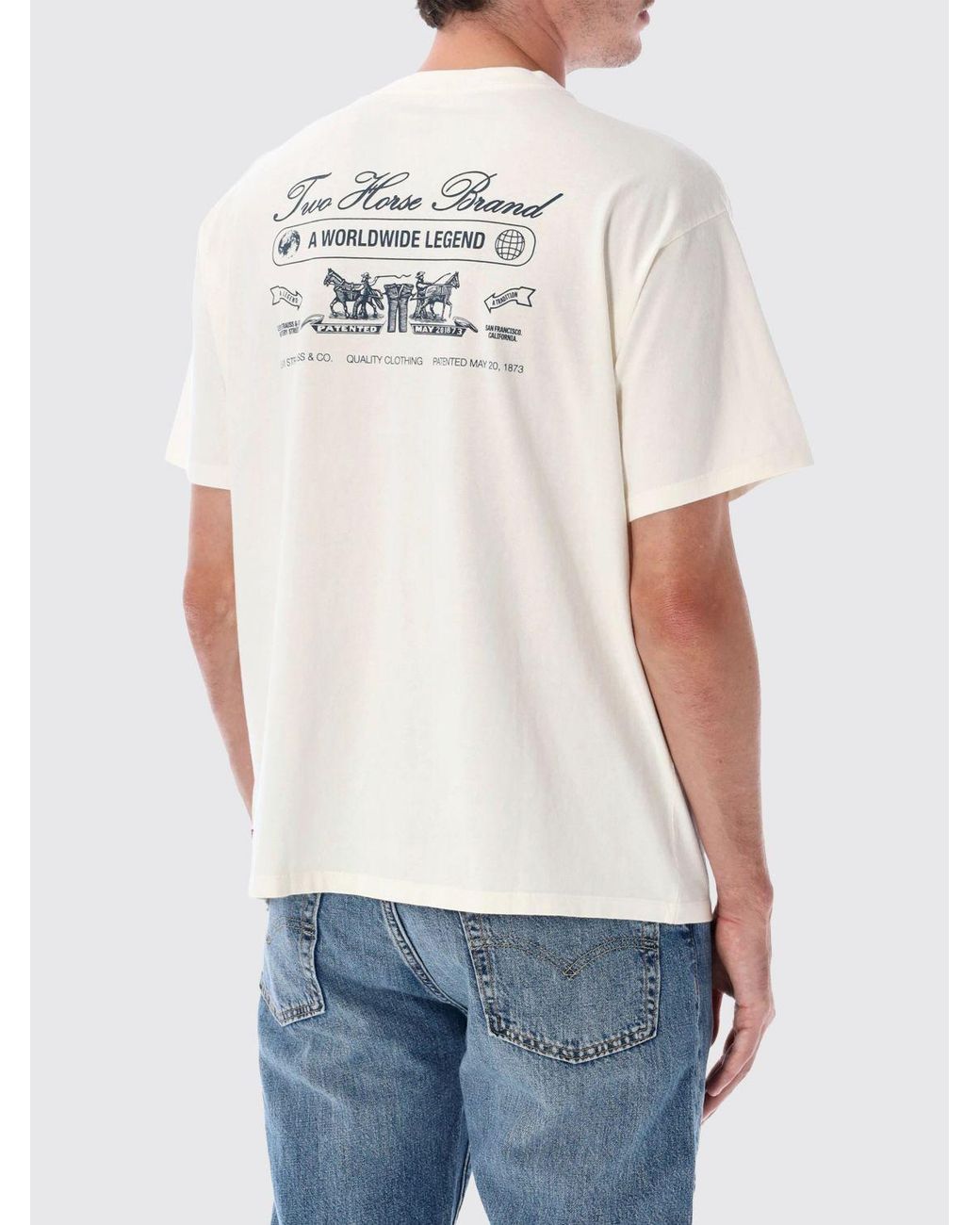 Levi's White Cotton T-Shirt With Patch Pocket And Graphic Logo Print for men