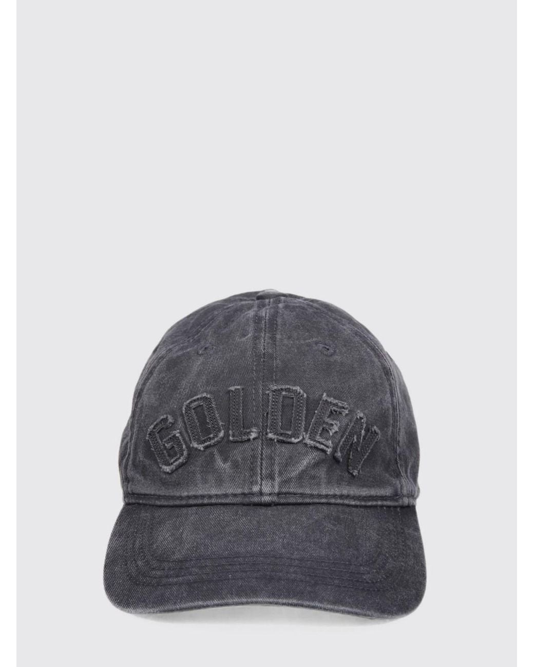 Golden Goose Deluxe Brand Gray Denim Baseball Cap With Studs And Embroidered Logo