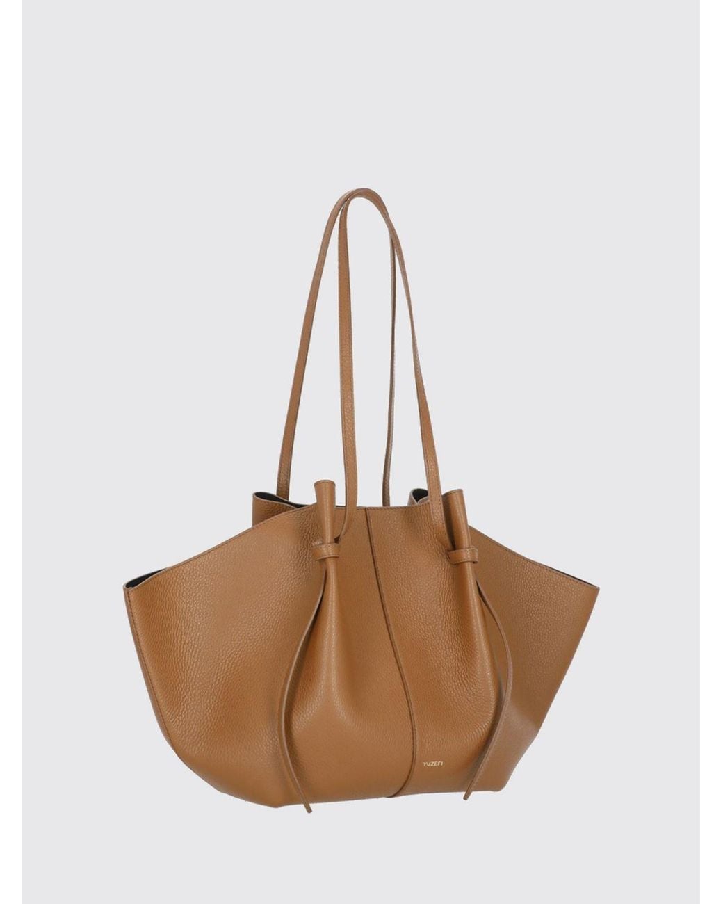 Yuzefi Natural Mochi Suede Shoulder Bag With Double Handle