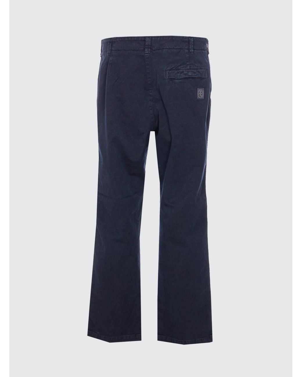 Stone Island Blue Slim Fit Stretch Cotton Pants With Belt Loops And Slant Pockets for men
