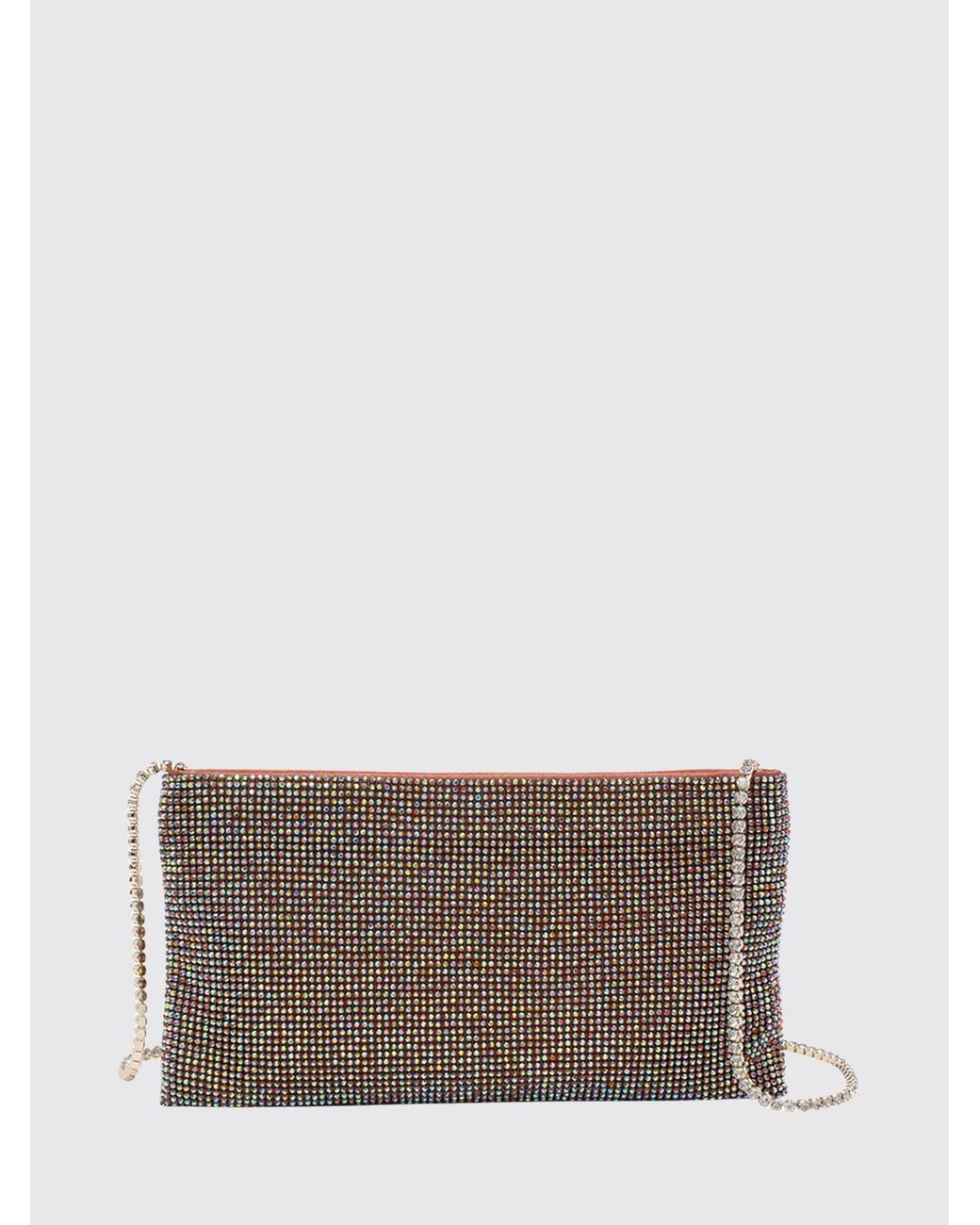 Benedetta Bruzziches Gray Your Best Friend Mini Bag With Rhinestones And Jewel Strap