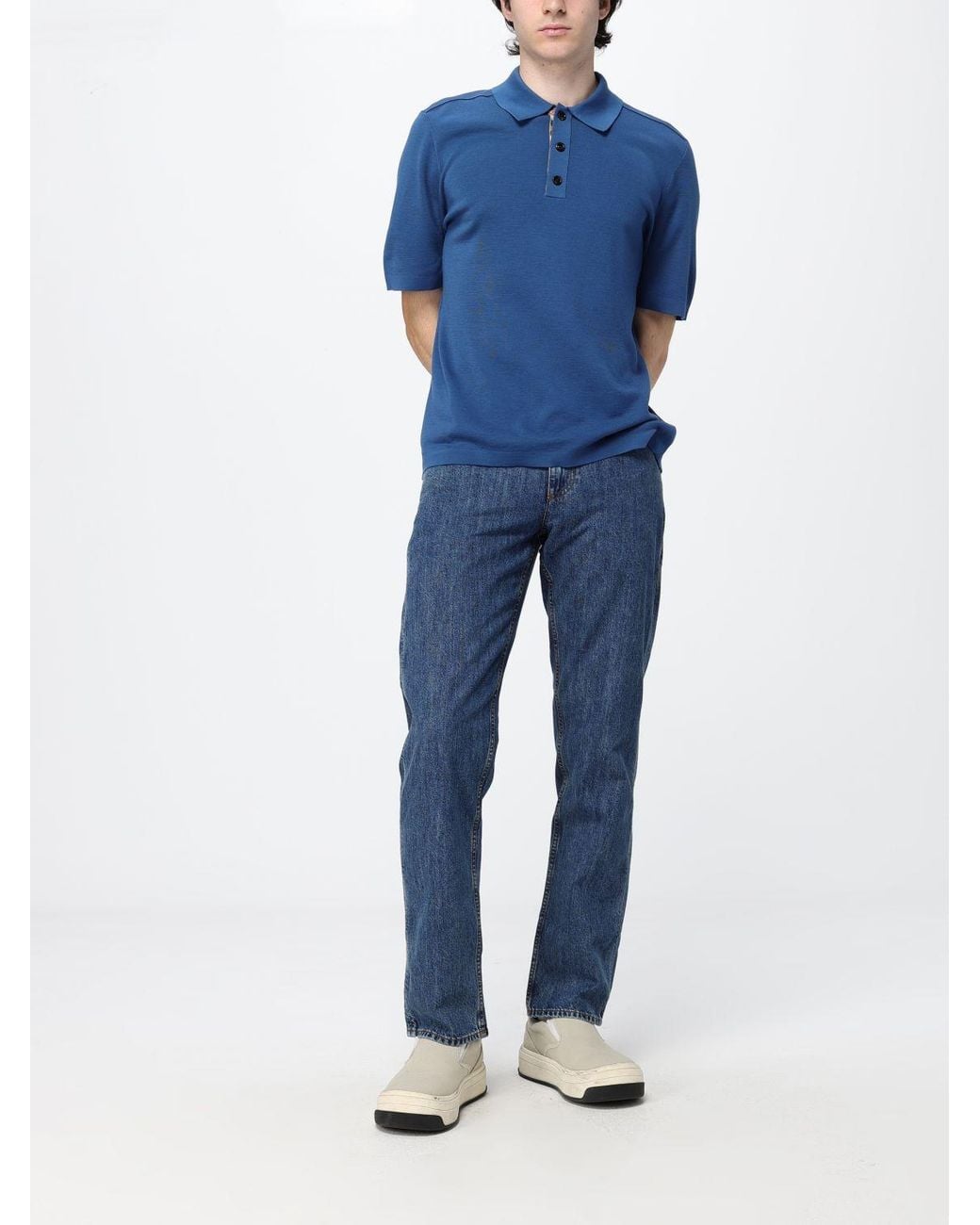 Burberry Blue Straight-Leg Cotton Denim Jeans With Rear Logo for men