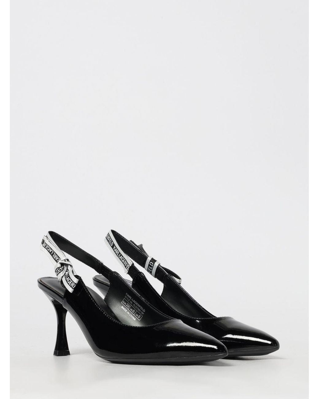 Karl Lagerfeld White Sienna Patent Leather And Viscose Slingbacks