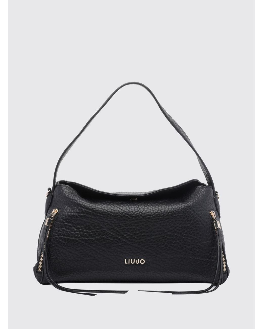 Liu Jo Black Grained Faux Leather Hobo Bag With Handle And Removable Strap