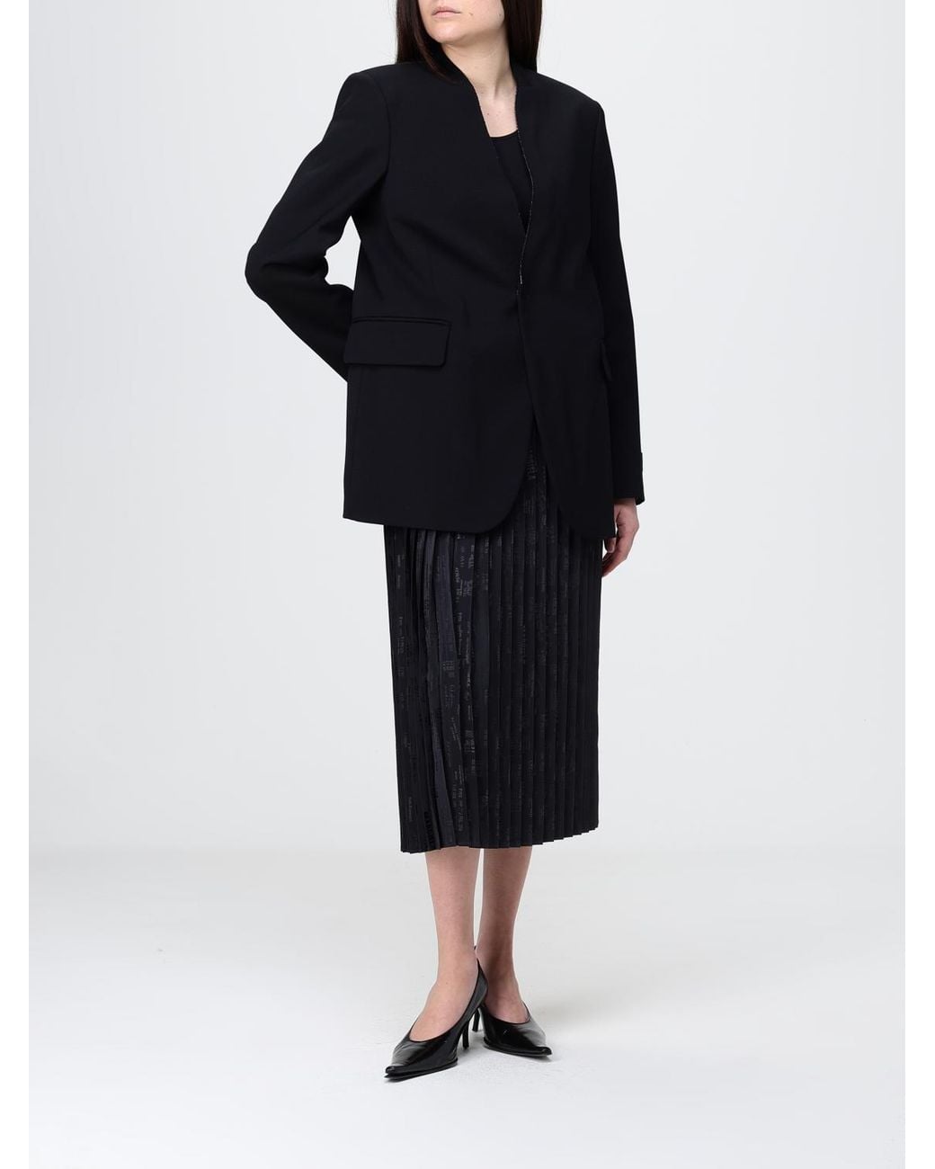 MM6 by Maison Margiela Black Pleated Viscose Skirt