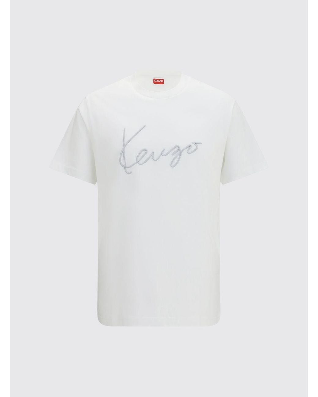 KENZO White Contrasting Logo Cotton T-Shirt for men