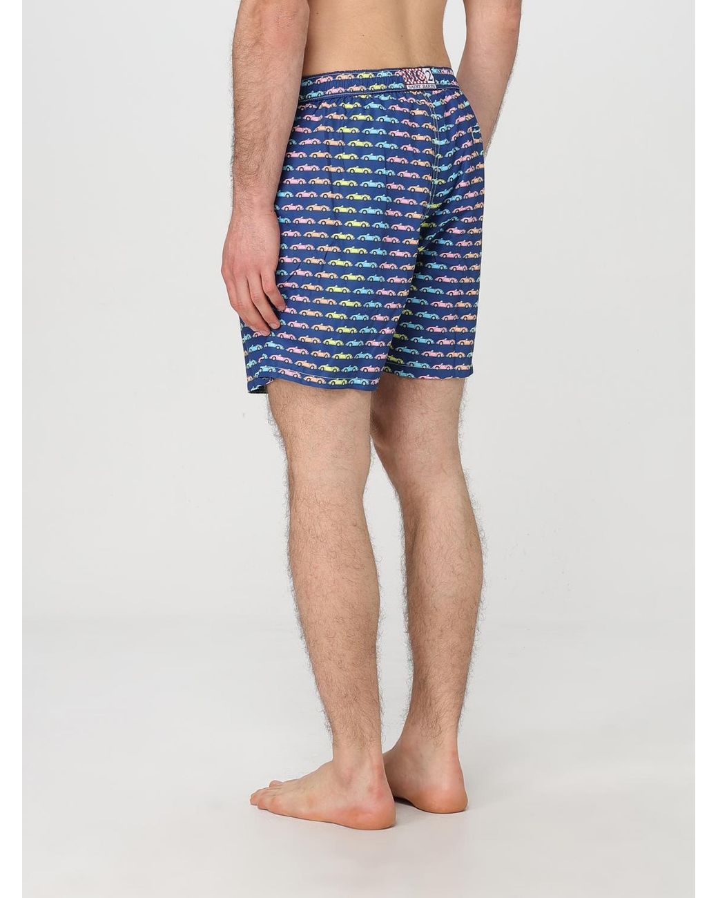 Mc2 Saint Barth Blue Vintage Car Print Swim Trunks for men