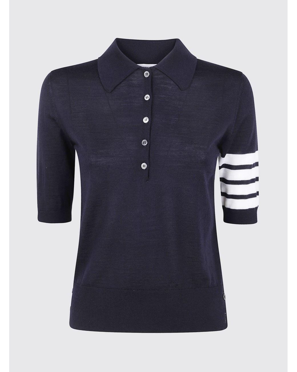Polo De Punto De Lana Virgen 4-Bar Thom Browne de color Blue