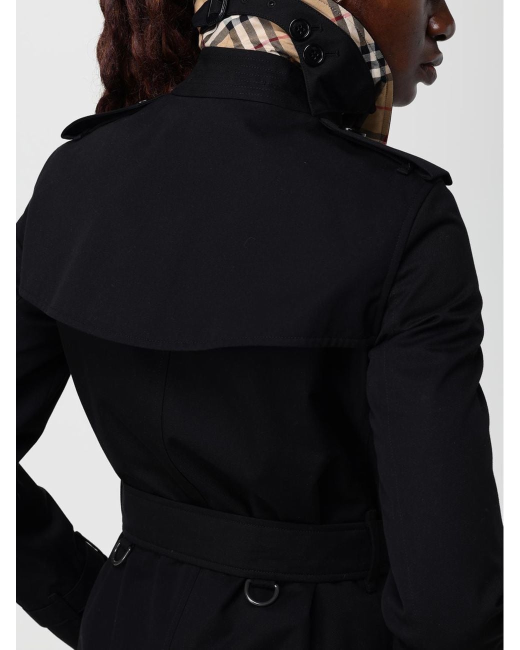 Gabardina De Algodón Con Doble Botonadura Burberry de color Black
